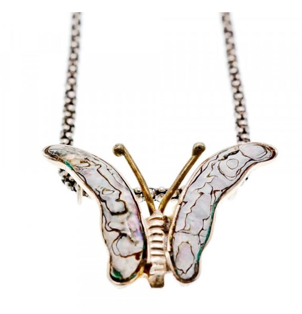 925 Sterling Silver Gold Plated Haliotis Butterfly Chain With Pendant